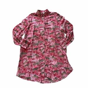 Anthro Jane & Delancey Wmn’s S Pink Leopard Button Front Shirt Dress Artsy